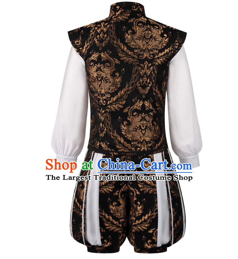 European Renaissance King Costume UK England Ornate Embroidery Double Layer Court Pumpkin Pants Set