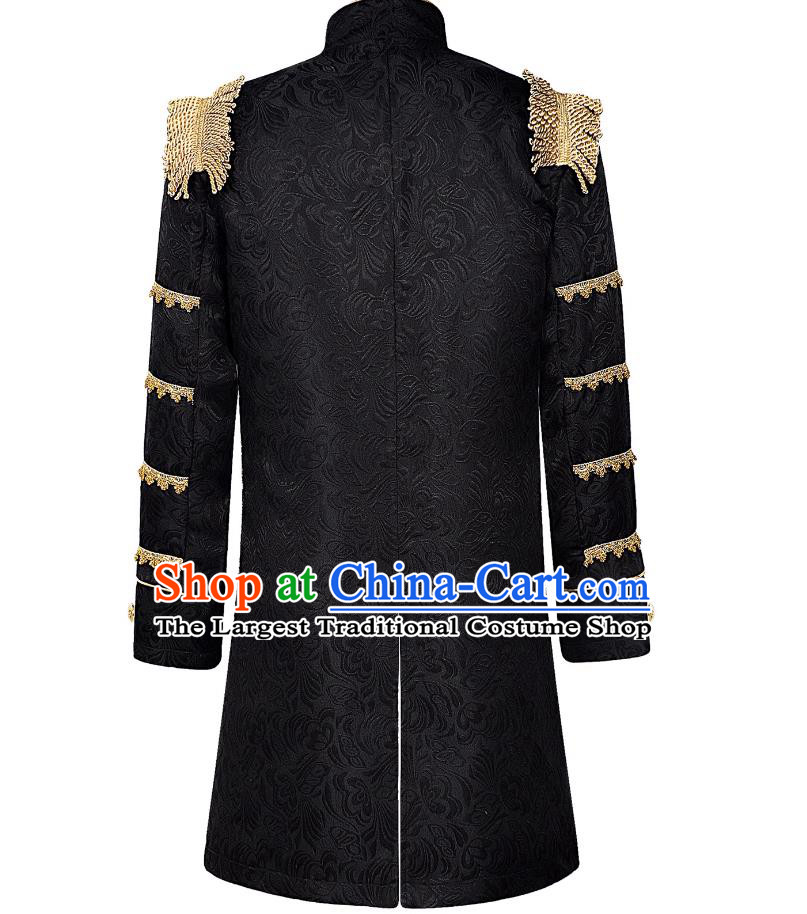 European Court Style Ornate Vintage Coat Men Stand Collar Fringe Gold Pendant Jacket England Ritual Performance Costume