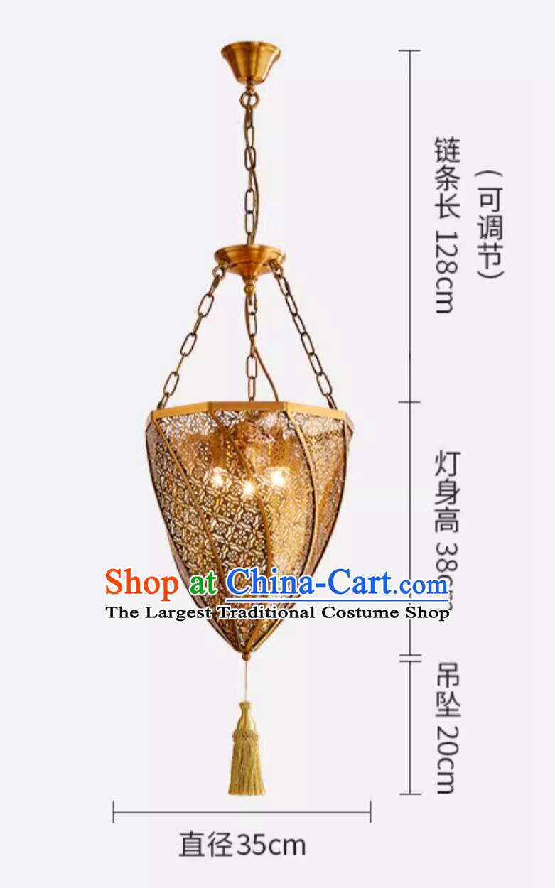 Thai Restaurant Dining Wrought Iron Pendant Light Southeast Asia Indoor Hallway Creative Linear Lamp