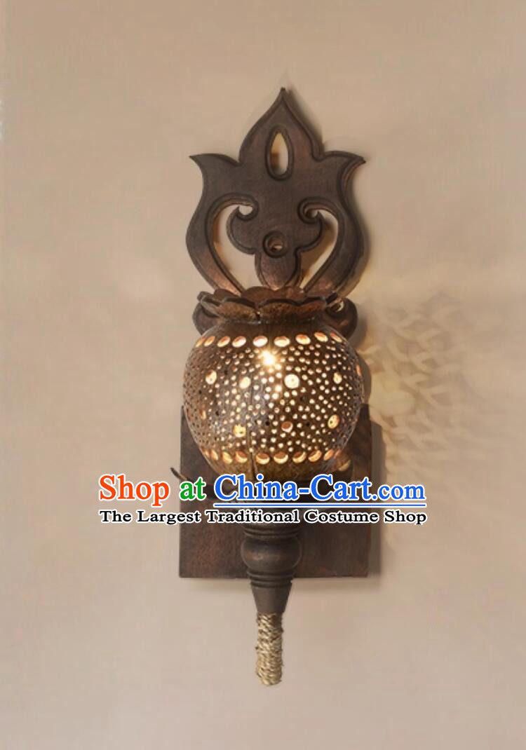 Thai Coconut Shell Lamp Bedside Night Light Southeast Asian Style Guesthouse Wall Light Stairway Corridor Wall Sconce