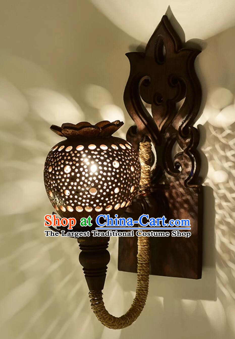Thai Coconut Shell Lamp Bedside Night Light Southeast Asian Style Guesthouse Wall Light Stairway Corridor Wall Sconce