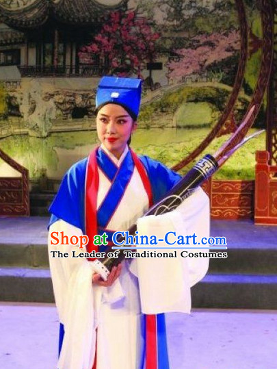 Chinese Opera Peking Opera Cantonese Opera Ancient Chinese Student Costumes and Hat Complete Set