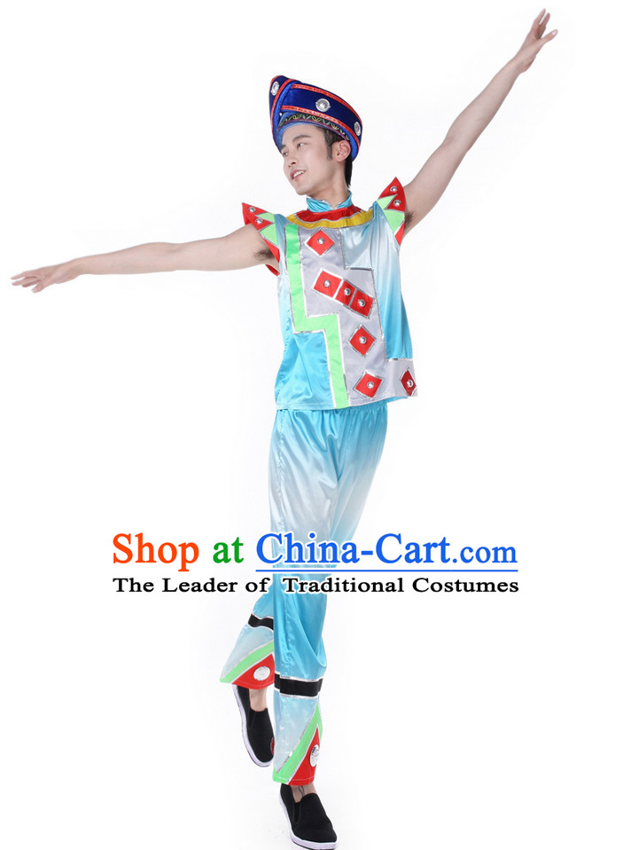 Chinese Folk Fan Dance Costume Wholesale Clothing Group Dance Costumes Dancewear Supply for Men