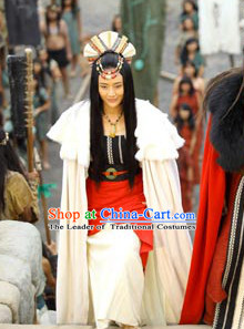 Xia Dynasty Princess Queen Tribal Leader's Daughter Clothing and Headwear Complete Set