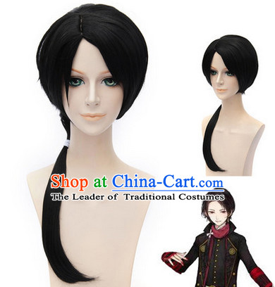 Ancient Asian Chinese Japenese Korean Knight Cosplay Long Wigs Classic Lace Front Toupee Hair Extensions Wig