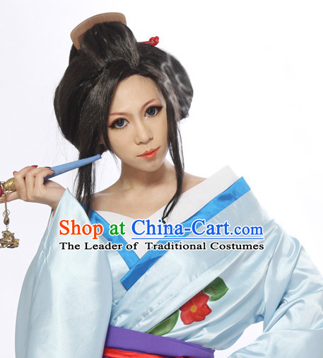 Ancient Japanese Korean Princess Wigs Female Wigs Toupee Wig Hair Extensions Sisters Weave Cosplay Wigs Lace and Hair Jewelry for Women