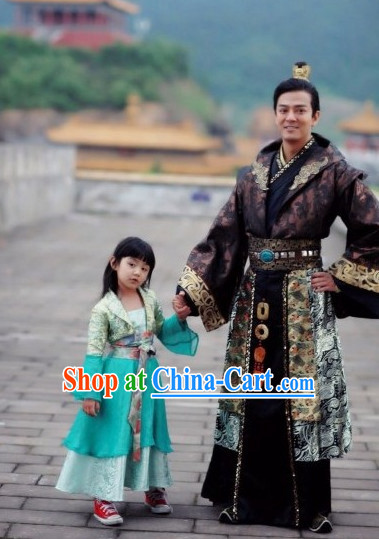 Chinese Classical Male Emperor Clothing and Hat Complete Set