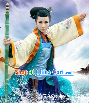 Chinese Famous Heroin Huang Rong Film Costumes Complete Set