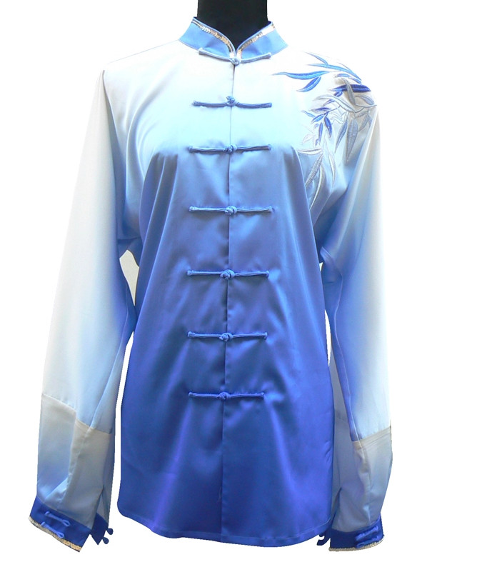 Top Blue White Color Transition Kung Fu Clothes Dresses Complete Set