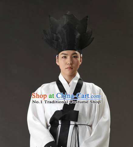 Korean Ancient Scholar Long Robe and Hat for Men