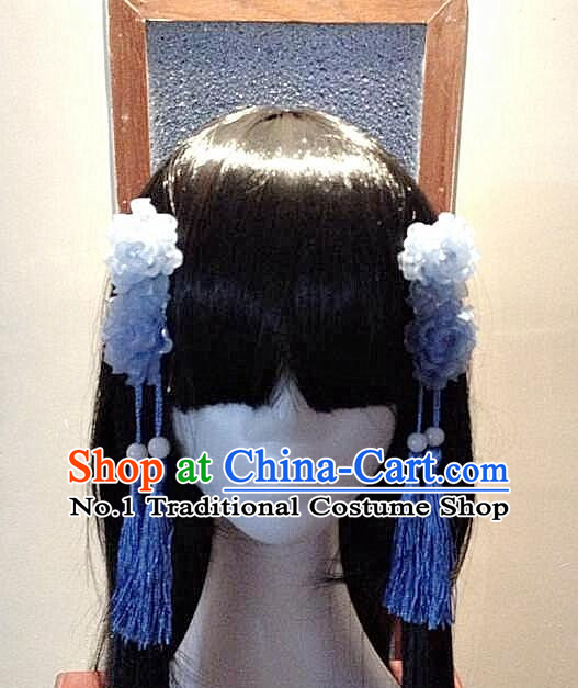Chinese Style Female Long Wig and Flower Accessories