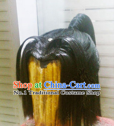 Chinese Ancient Style Swordsmen Long Black Wigs