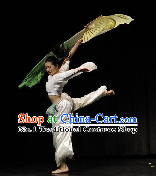 Beautiful Chinese Fan Dance Costumes Complete Set for Women