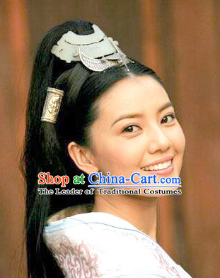 Chinese Ancient Beauty Black Long Lady Hair extensions Wigs Fascinators Toupee Long Wigs Hair Pieces and Accessories