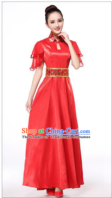 Chinese Classic Stage Performance Chorus Singing Group Dance Costumes, Chorus Competition Costume, Compere Costumes for Women