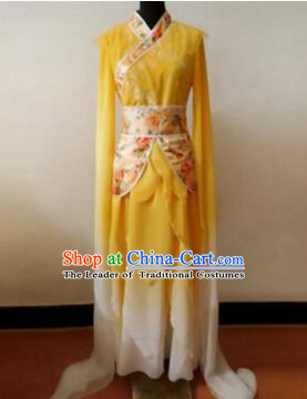 Chinese Traditional Costume Empresses in the Palace Water Sleeves Qi Xian nv Dancing Clothes Jing Hong Yellow