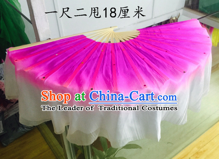 Professional Traditional Chinese Beijing Dance Academy Color Transition Two Sides Pure Silk Dance Fan