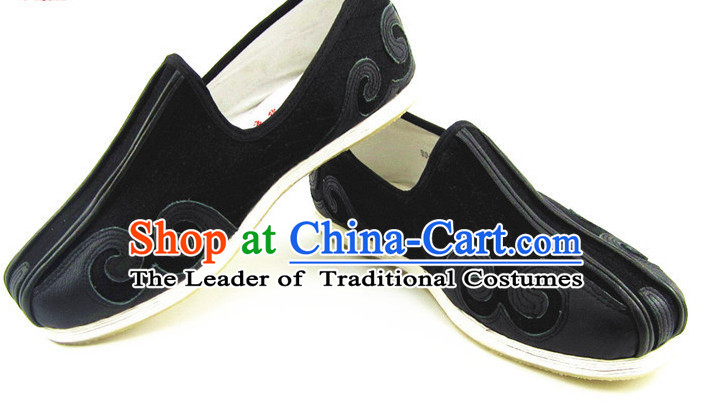 Top Black Chinese Traditional Tai Chi Shoes Kung Fu Shoes Martial Arts Auspicious Cloud Shoes for Men or Women