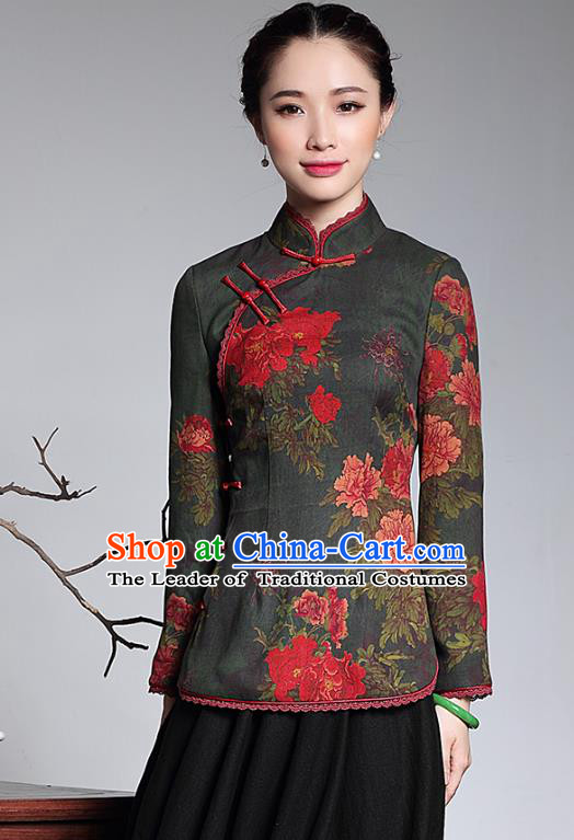 Traditional Chinese National Costume Qipao Blouse, Top Grade Tang Suit Stand Collar Cheongsam Shirts for Women