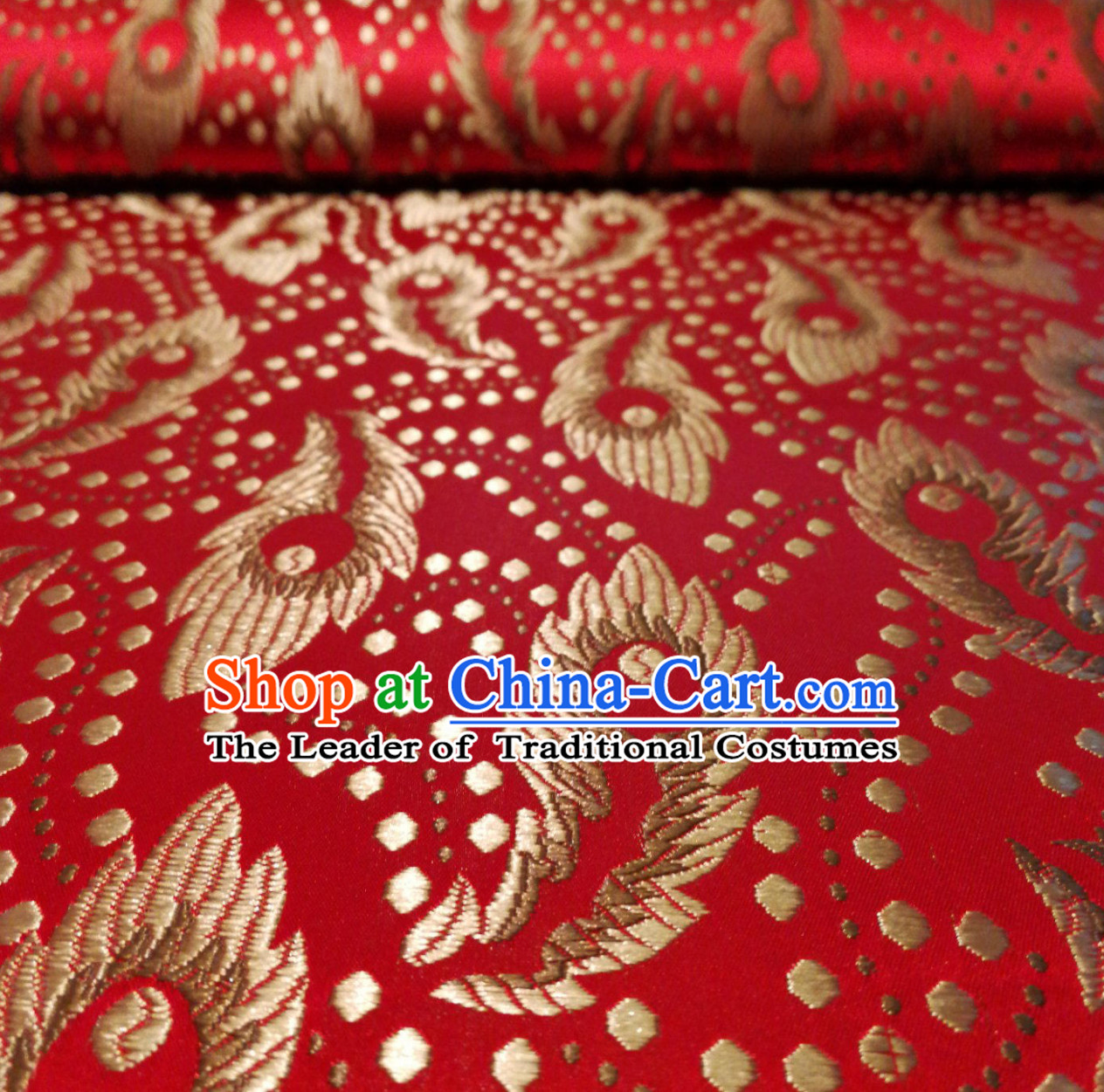 Royal Red Color Chinese Royal Palace Style Traditional Pattern Design Brocade Fabric Silk Fabric Chinese Fabric Asian Material
