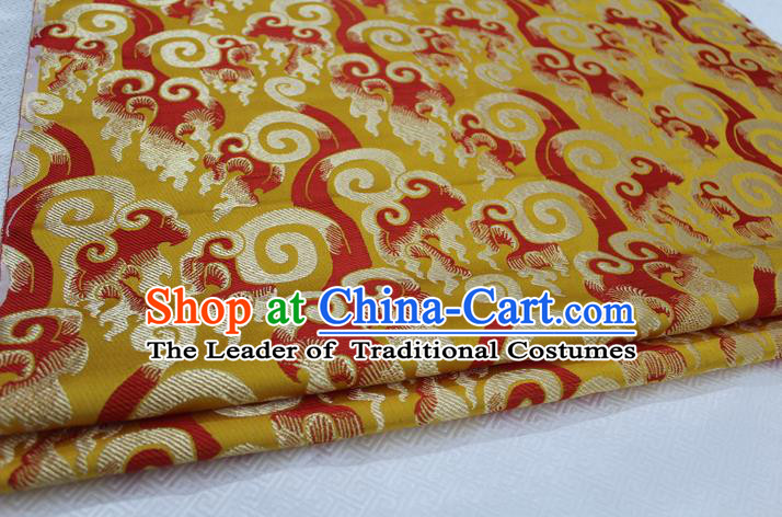 Chinese Traditional Ancient Costume Royal Palace Pattern Tang Suit Yellow Brocade Cheongsam Satin Fabric Hanfu Material