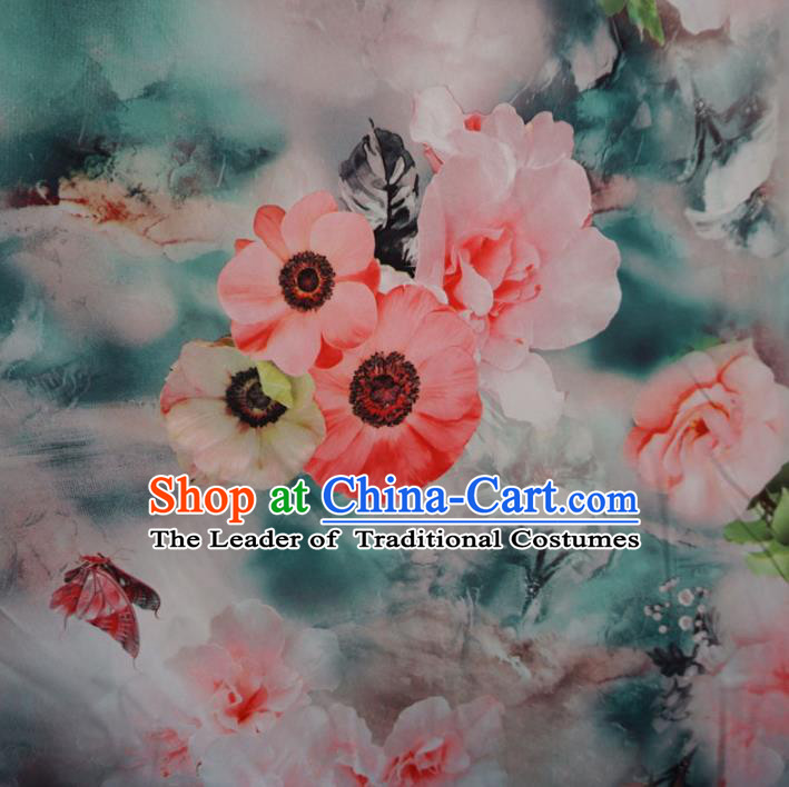 Chinese Traditional Ink Painting Green Brocade Xiuhe Suit Fabric Ancient Costume Tang Suit Cheongsam Hanfu Material