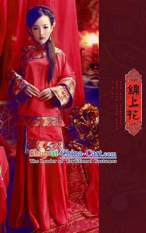 Ancient Chinese Costume Chinese Style Wedding Dress Red Ancient Women Longfeng Dragon and Phoenix Flown Bride Toast Cheongsam