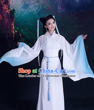 Traditional Ancient Chinese High-Grade Imperial Consort Costume, Chinese Han Dynasty Lady Elegant Dress, Cosplay Chinese Fairy Clothing White Hanfu for Women