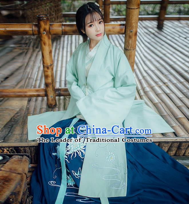 Traditional Ancient Chinese Young Lady Elegant Costume Embroidered Epiphyllum Wide Sleeve Cardigan, Elegant Hanfu Clothing Chinese Ming Dynasty Imperial Princess Clothing for Women