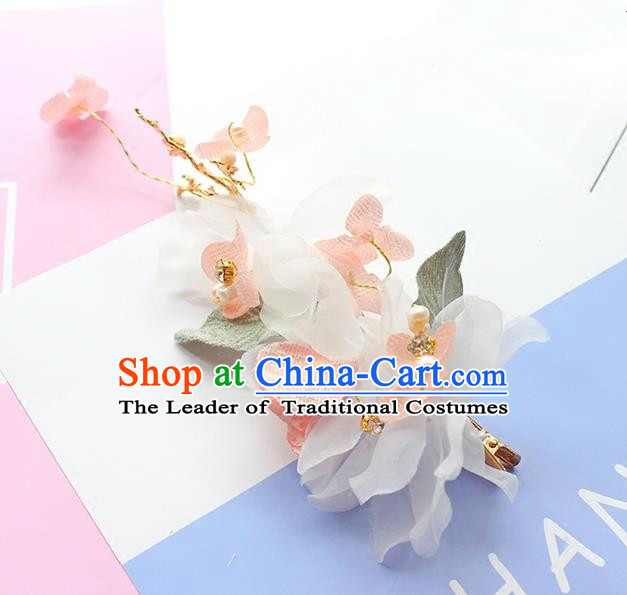 Top Grade Handmade Wedding Bride Hair Accessories Silk Flower Hair Claw, Traditional Princess Baroque Hair Stick Headpiece for Women