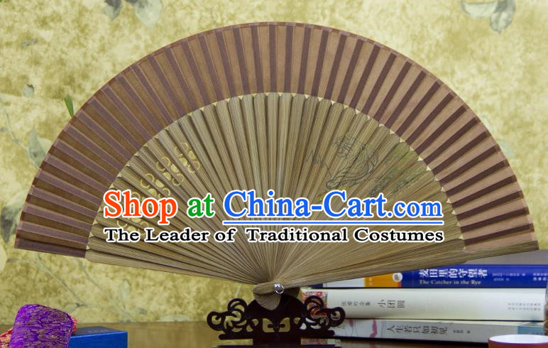 Traditional Chinese Handmade Crafts Hand Painting Tiger Folding Fan, China Classical Brown Sensu Silk Fan Hanfu Fans for Women