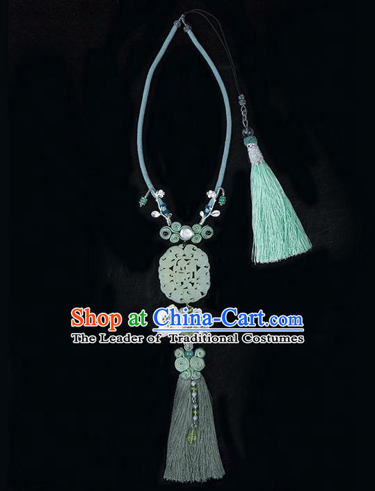 Traditional Chinese Jewelry Accessories Hsiuyen Jade Pendant Silk Tassel Waist Pendant for Women
