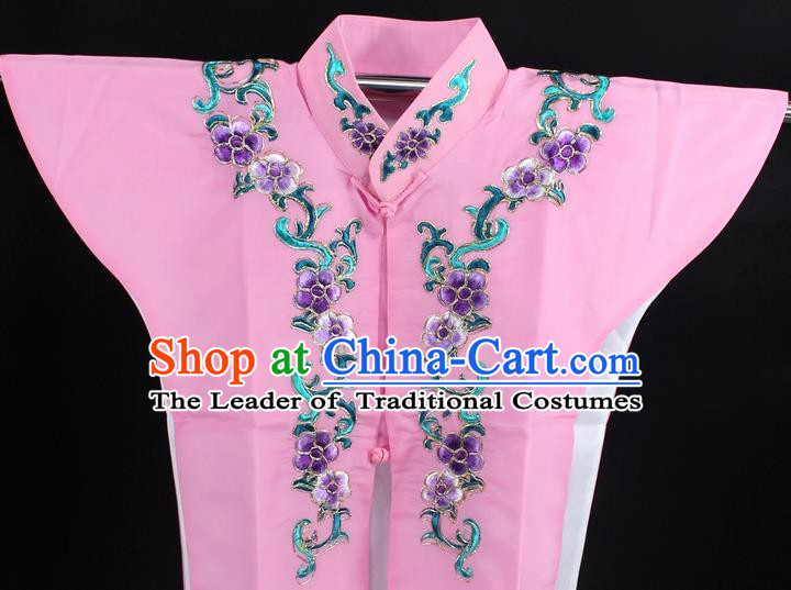 Traditional China Beijing Opera Young Lady Costume Pink Collar Protectors, Ancient Chinese Peking Opera Embroidery Clothing