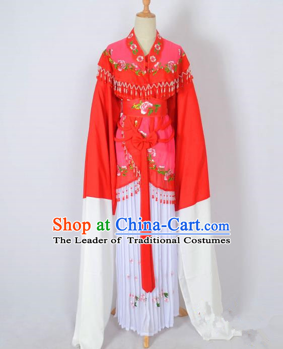 Traditional Chinese Professional Peking Opera Young Lady Costume Water Sleeve Embroidered Dress, China Beijing Opera Diva Hua Tan Rosy Ceremonial Clothing