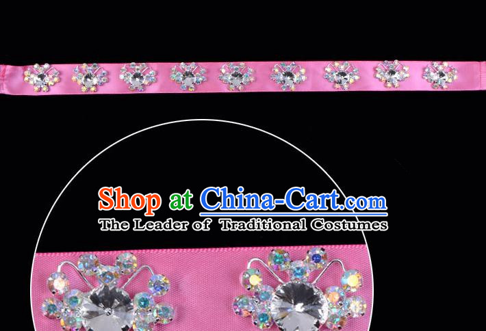Traditional Beijing Opera Diva Hair Accessories Pink Crystal Headband, Ancient Chinese Peking Opera Hua Tan Hair Clasp Headwear