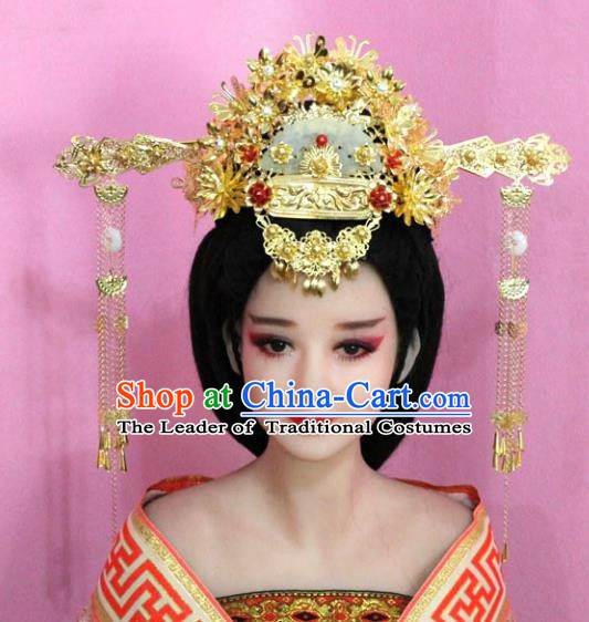Traditional Chinese Handmade Hair Accessories Bride Wedding Phoenix Coronet Tassel Hairpins for Women