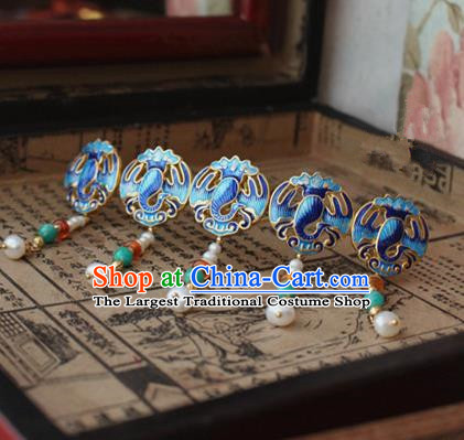 Asian Chinese Traditional Hair Accessories Ancient Hanfu Hairpins Blueing Hair Comb for Women