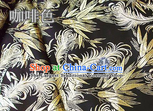 Traditional Chinese Royal Feather Bamboo Pattern Brown Brocade Tang Suit Fabric Silk Fabric Asian Material