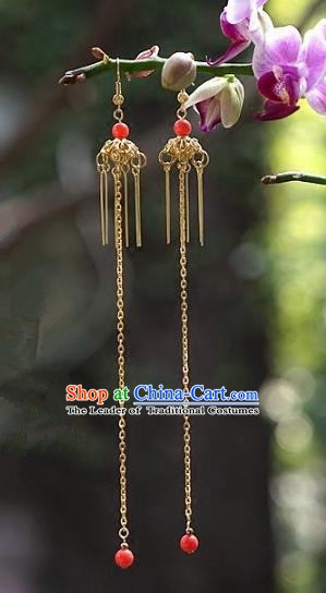 Asian Chinese Traditional Handmade Jewelry Accessories Bride Long Tassel Earrings for Women