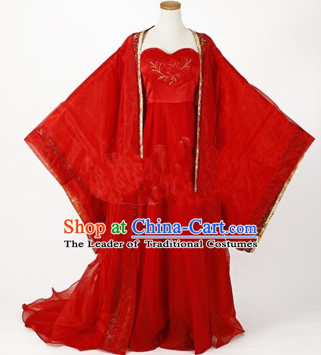 Traditional Chinese Tang Dynasty Palace Lady Princess Wedding Costume Ancient Bride Clothing for Women
