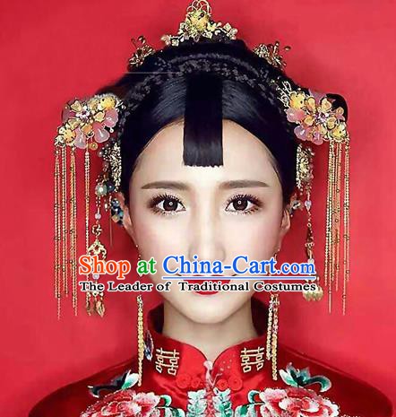 Chinese Handmade Classical Hair Accessories Ancient Palace Hairpins Tassel Step Shake Complete Set for Women