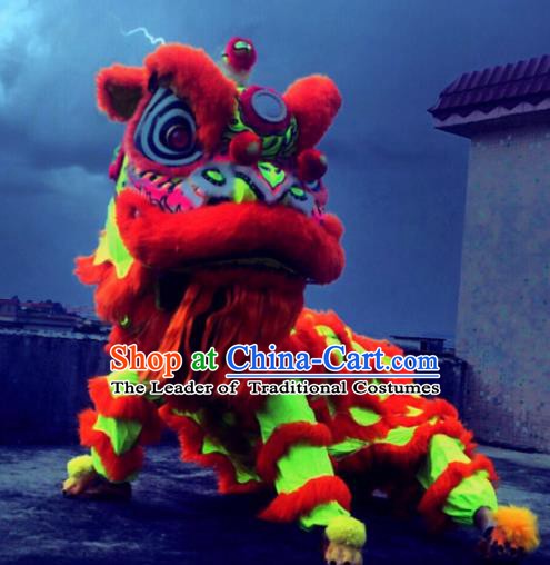 Top Grade Chinese Traditional Fluorescence Lion Head Professional Lion Dance Costumes Complete Set