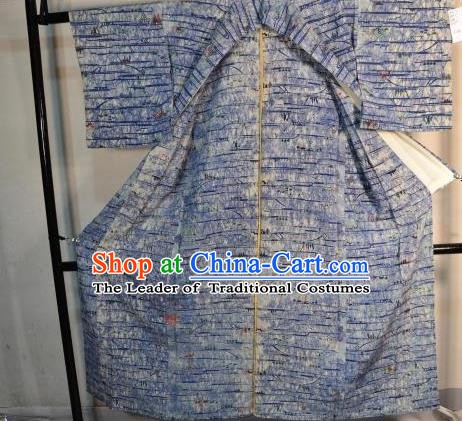 Japanese Traditional Male Blue Kimono Clothing Japan Samurai Haori Kimonos Yukata Robe for Men