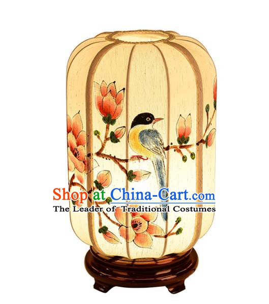 Handmade Traditional Chinese Lantern Hand Painting Flowers Bird Desk Lamp Palace Lantern