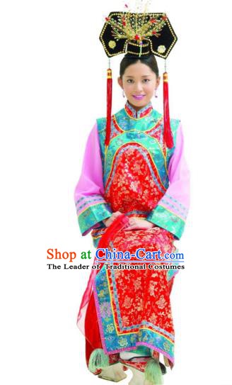 Chinese Ancient Qing Dynasty Princess Replica Costumes Manchu Dress Historical Costume for Women