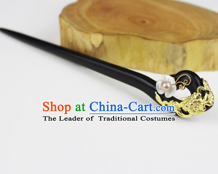 Chinese Ancient Handmade Hair Accessories Classical Hairpins Ebony Hair Clips for Women