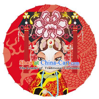 Chinese Traditional Artware Red Paper Umbrellas Printing Peking Opera Imperial Consort Oil-paper Umbrella Handmade Umbrella