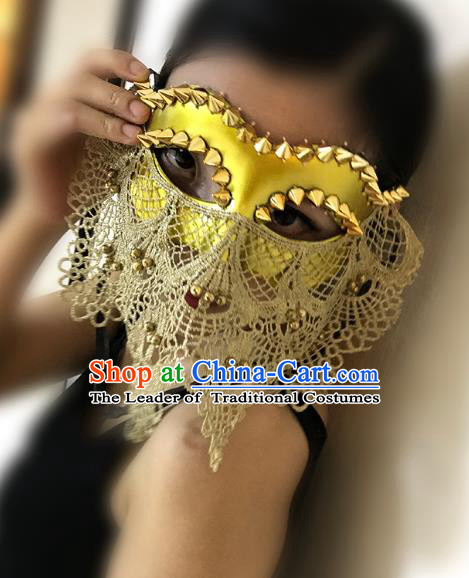 Halloween Catwalks Venice Face Mask Fancy Ball Lace Golden Masks Christmas Exaggerated Feather Masks