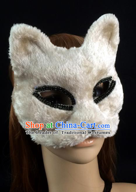 Halloween Exaggerated White Cats Face Mask Venice Fancy Ball Props Catwalks Accessories Christmas Masks