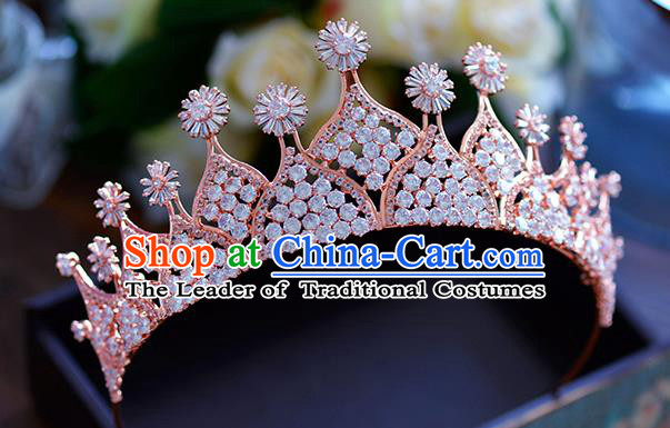 Baroque Style Hair Jewelry Accessories Bride Royal Crown Princess Zircon Hair Clasp for Women